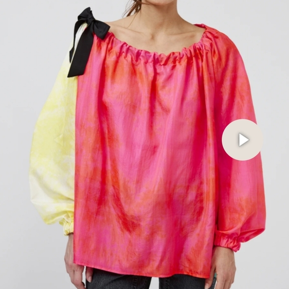 Rachel Comey The Jest Silk Neon Color Block Oversized Top Sz. 2 - Picture 9 of 10